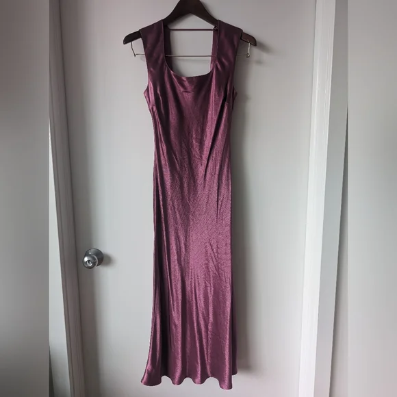 Dynamite Purple Satin Slip Midi Dress - Picture 3 of 7